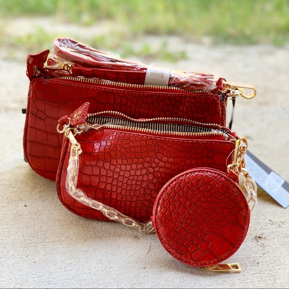 Alligator Crossbody Bag Set